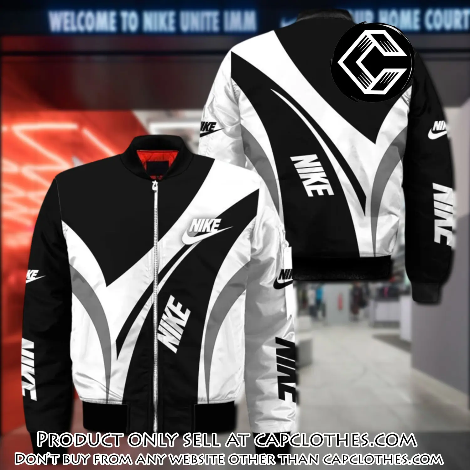 Nike white black luxury brand bomber jacket outfit for men women cc4447378